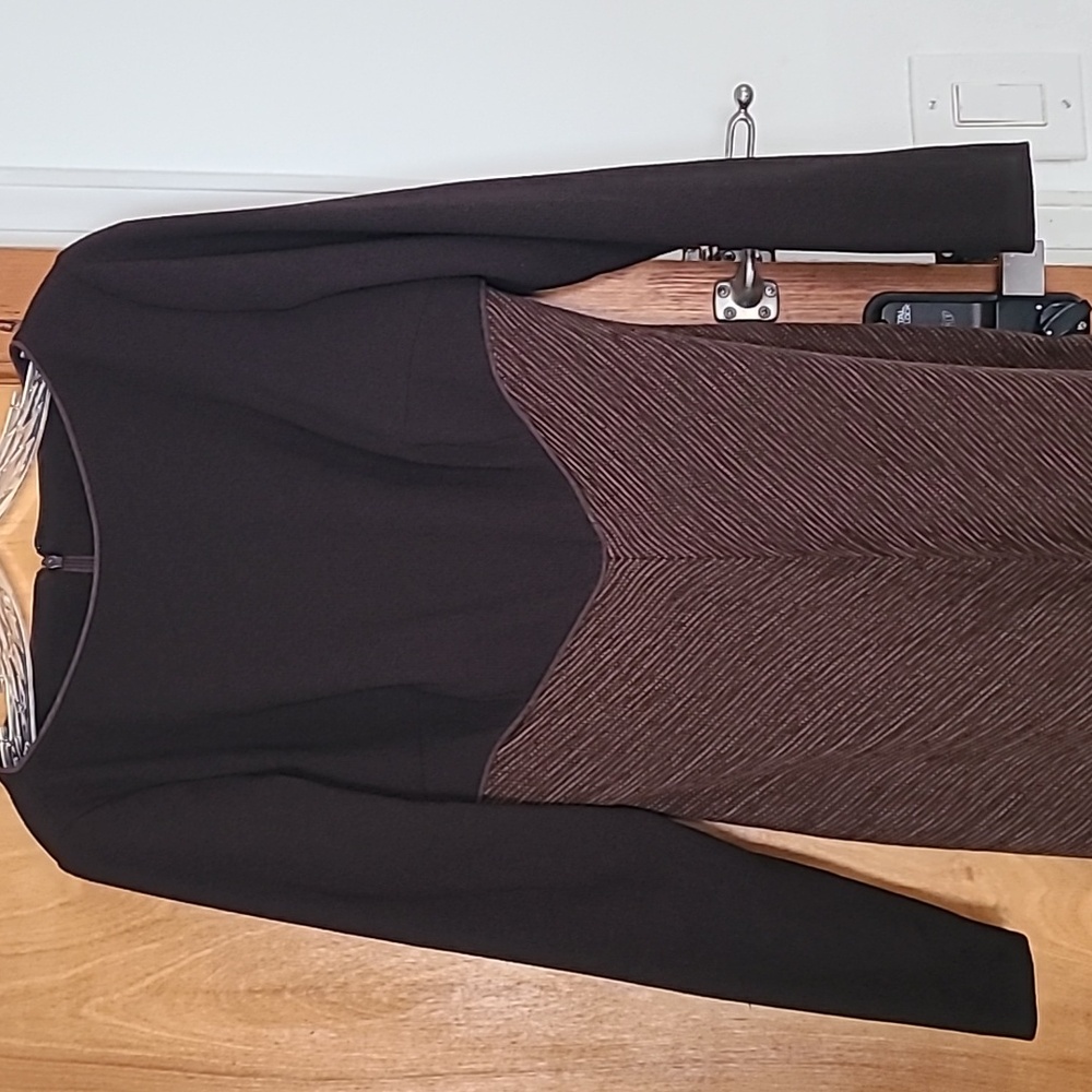 Black and Brown Long Sleeve Corduroy Dress